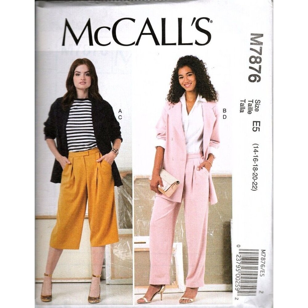 McCall's M7876 Misses 14 to 22 Pants and Jacket  Uncut Sewing Pattern New
